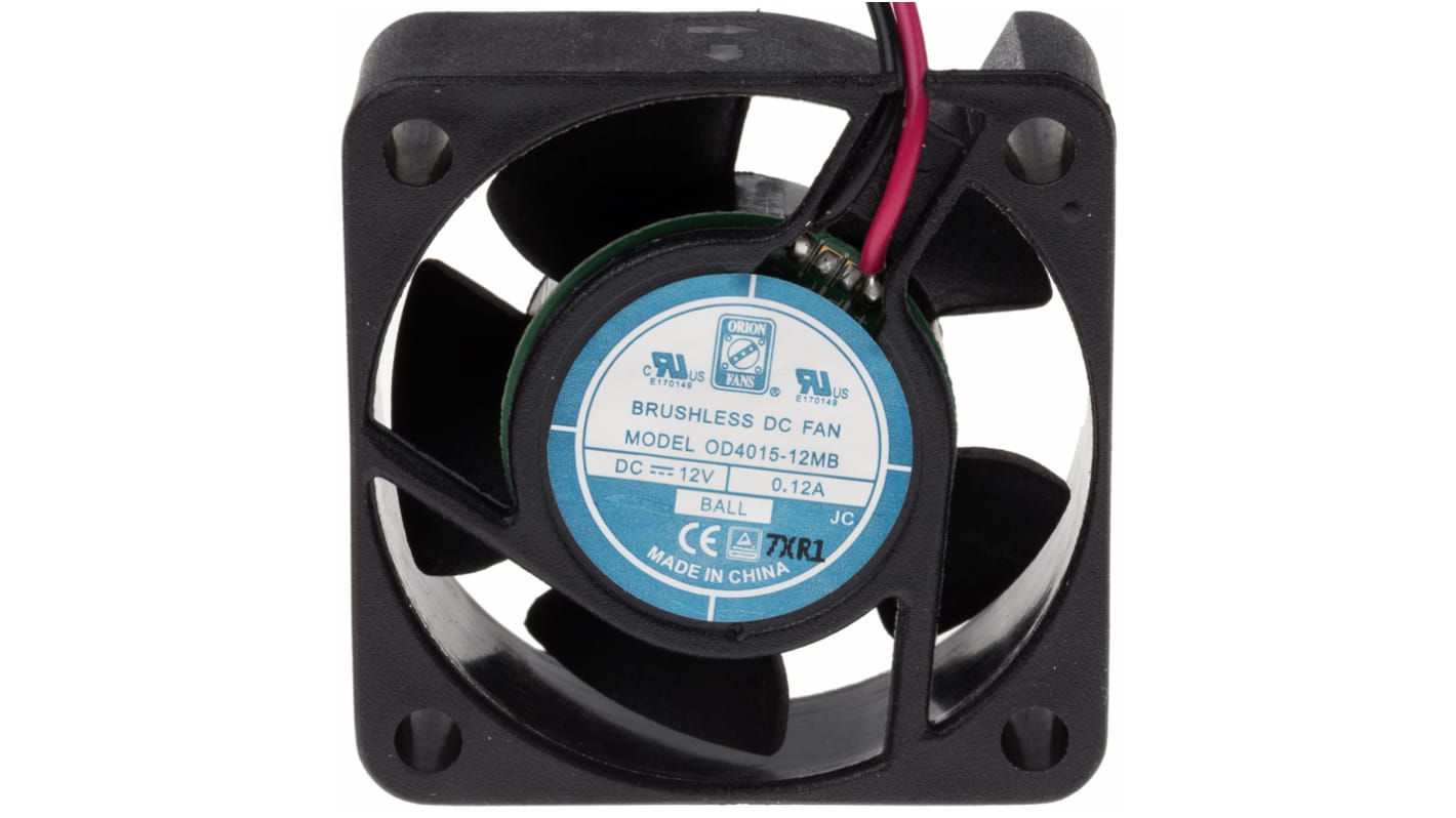 RS PRO Axial Fan, 12 V dc, DC Operation, 13.8m³/h, 1.44W, 88mA Max, IP55, 40 x 40 x 15mm