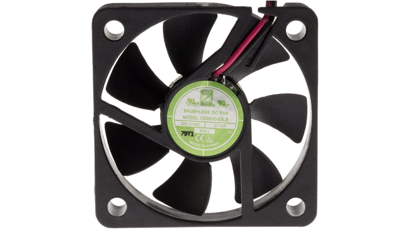 RS PRO Axial Fan, 5 V dc, DC Operation, 15.3m³/h, 450mW, 100mA Max, 50 x 50 x 10mm
