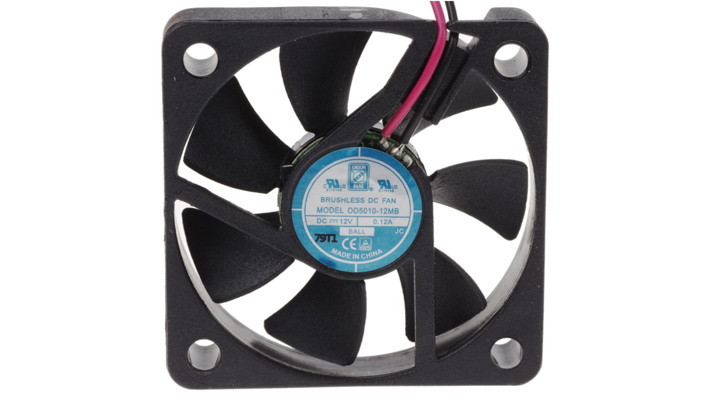 RS PRO Axial Fan, 12 V dc, DC Operation, 16.9m³/h, 1.08W, 90mA Max, 50 x 50 x 10mm