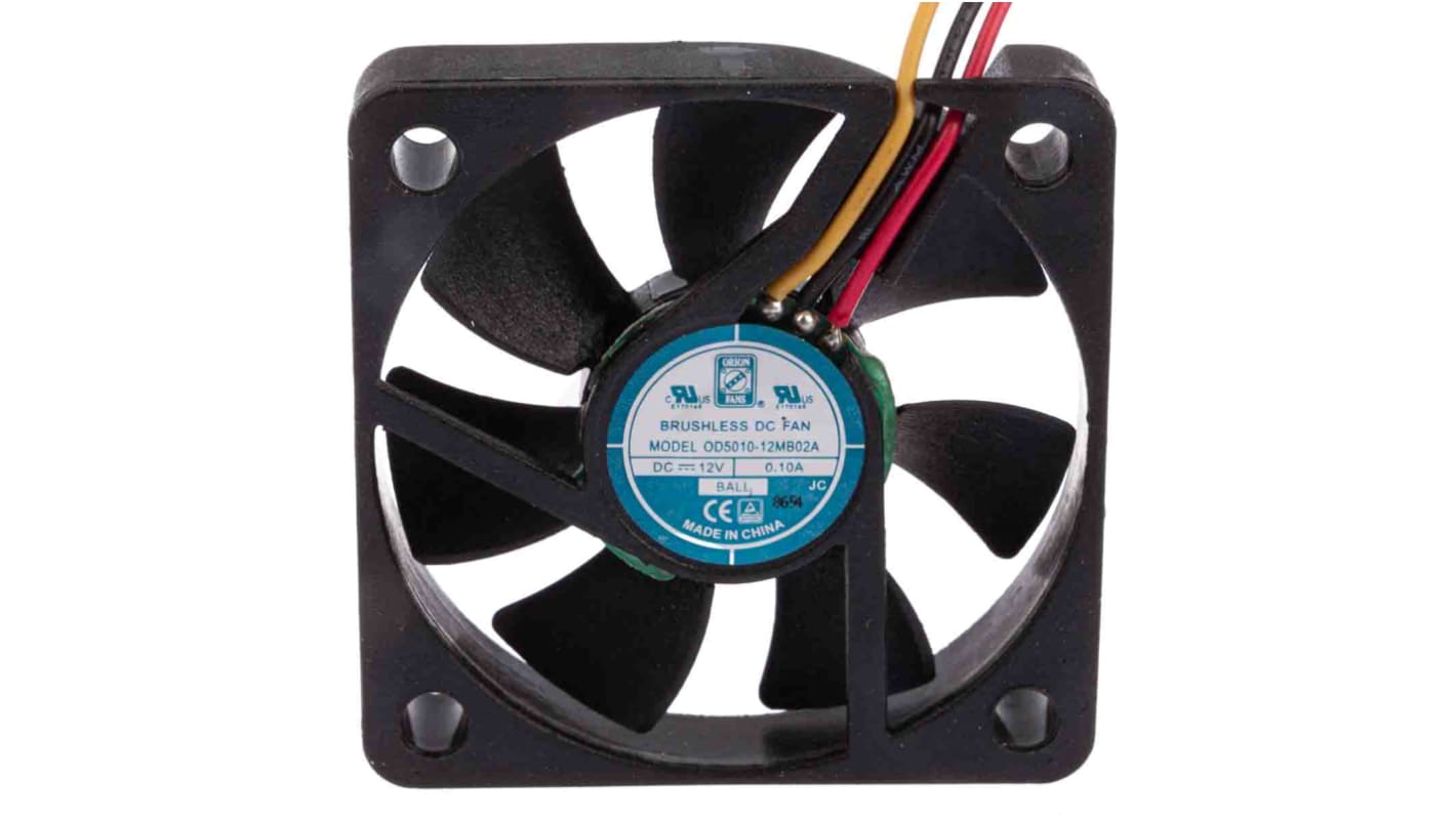 RS PRO Axial Fan, 12 V dc, DC Operation, 16.9m³/h, 1.2W, 90mA Max, IP55, 50 x 50 x 10mm