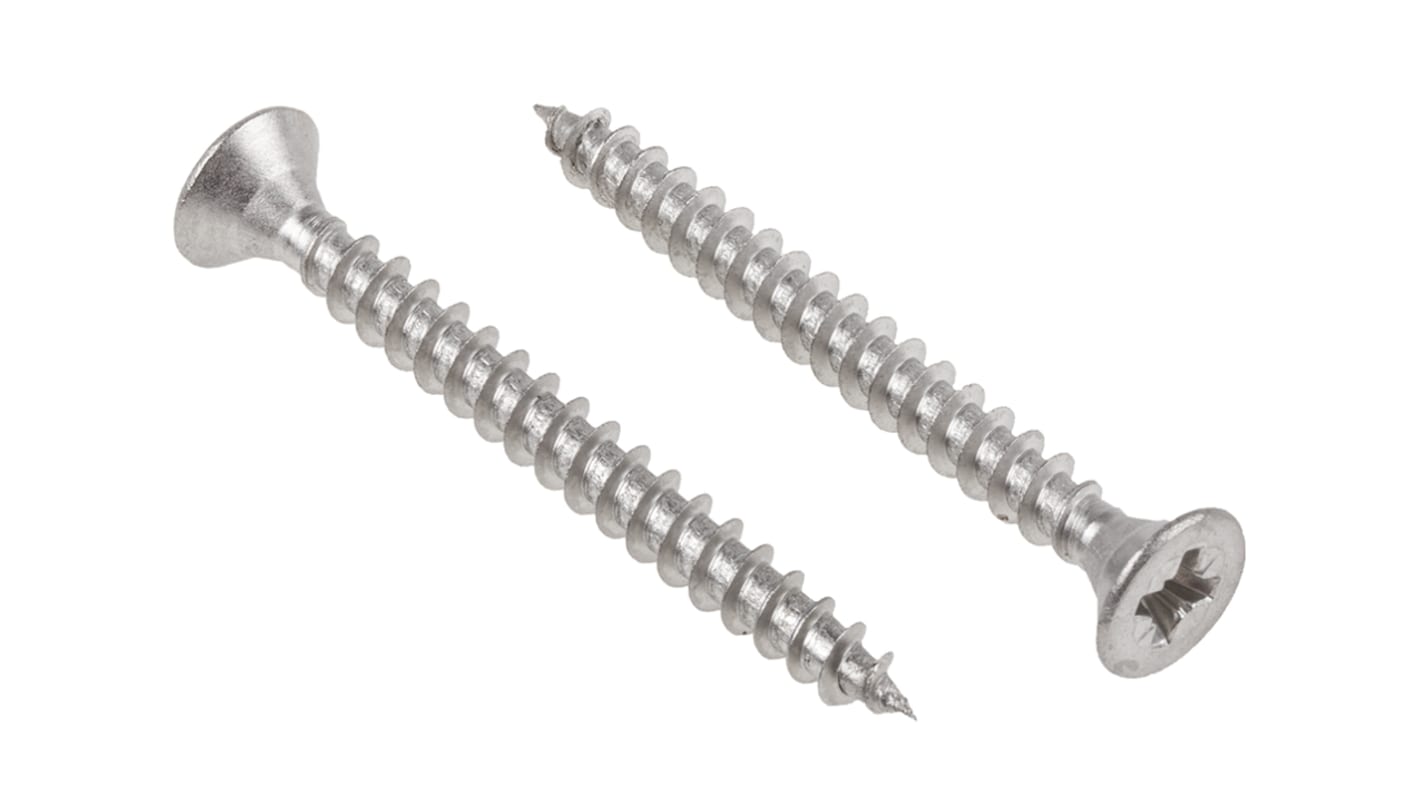RS PRO Pozidriv Holzschraube, 6mm Edelstahl Senkkopf 60mm metrisch A2 304