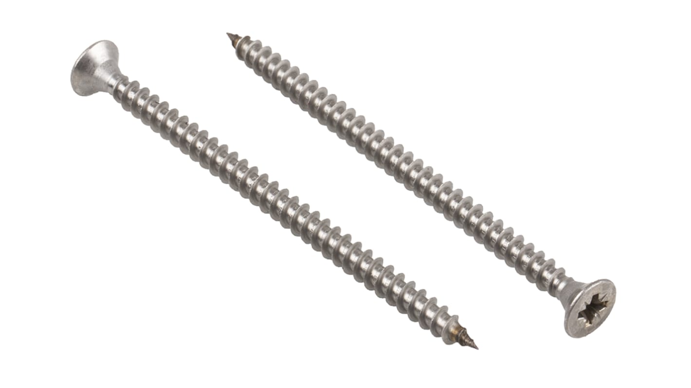RS PRO Pozidriv Countersunk Stainless Steel Wood Screw, A2 304, 6mm Thread, 100mm Length