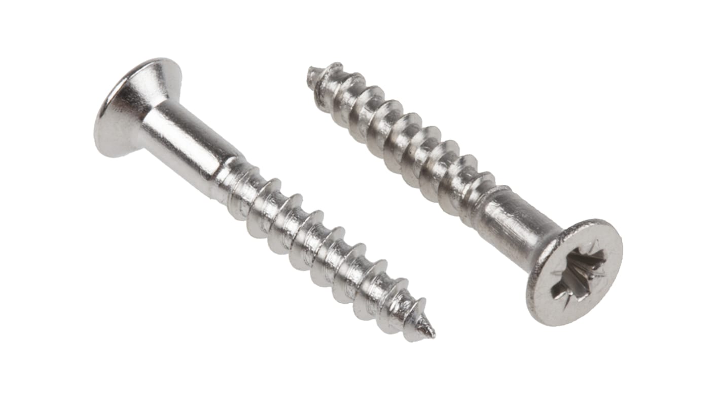 RS PRO Pozidriv Countersunk Stainless Steel Wood Screw, A2 304, 3mm Thread, 20mm Length