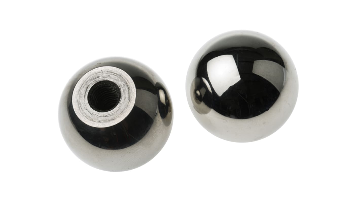 RS PRO Silver Ball Clamping Knob, M8, Threaded Hole