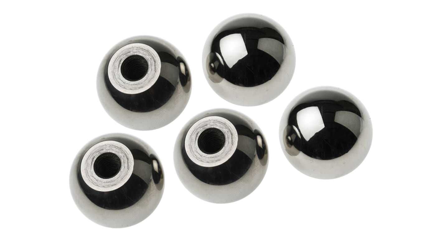 RS PRO つまみノブ ボール, M10 直径:32mm シルバー