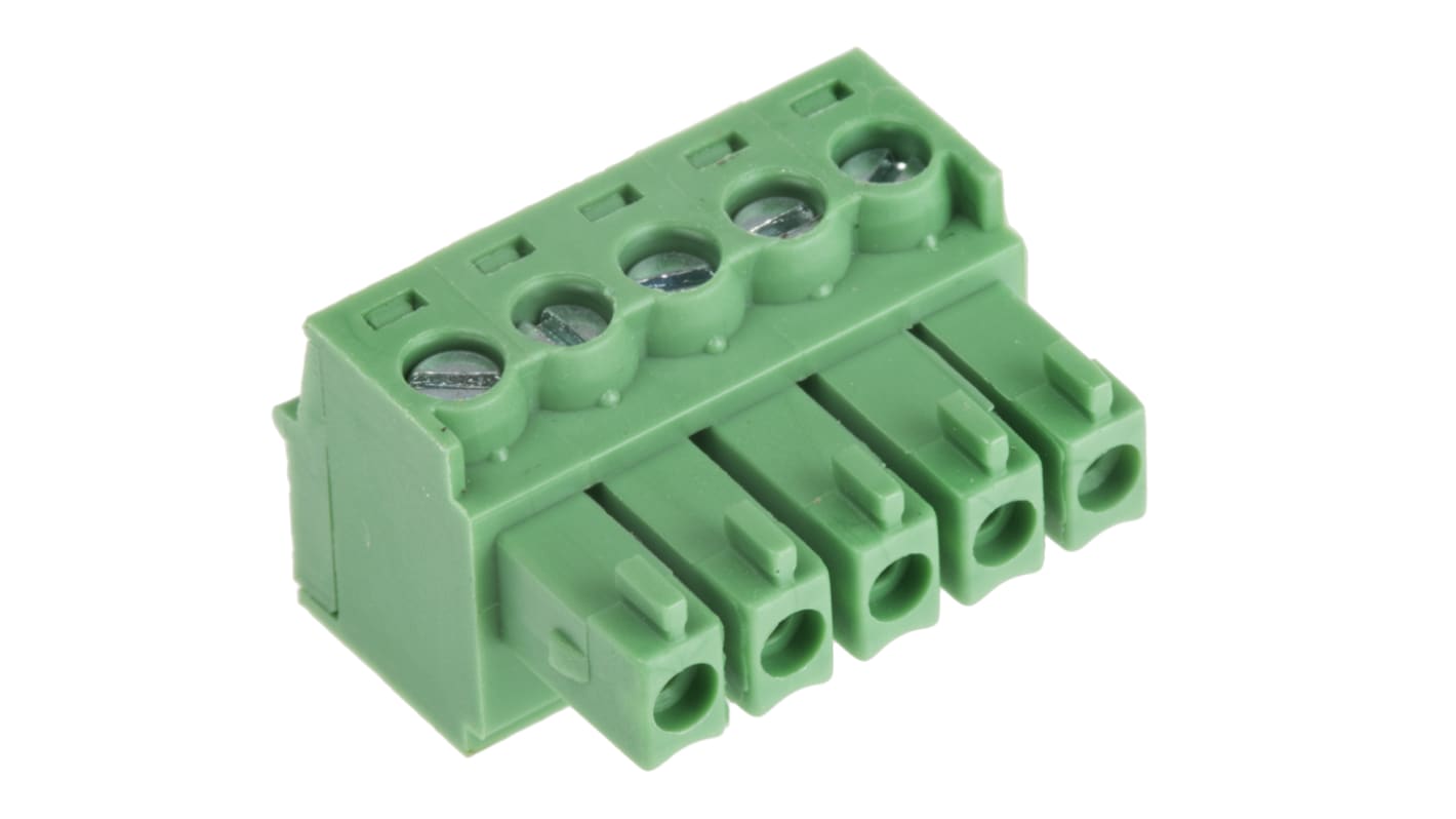 RS PRO, 3.5mm Pitch, 5 Way, , Pluggable Terminal Block, Plug, Through Hole, Screw Termination