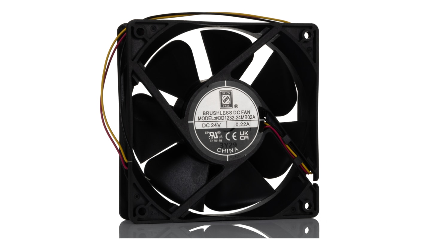 RS PRO DC-Axiallüfter, Kugellager, 24 V dc / 5.28W, 120 x 120 x 32mm, 3300U/min, 181.8m³/h