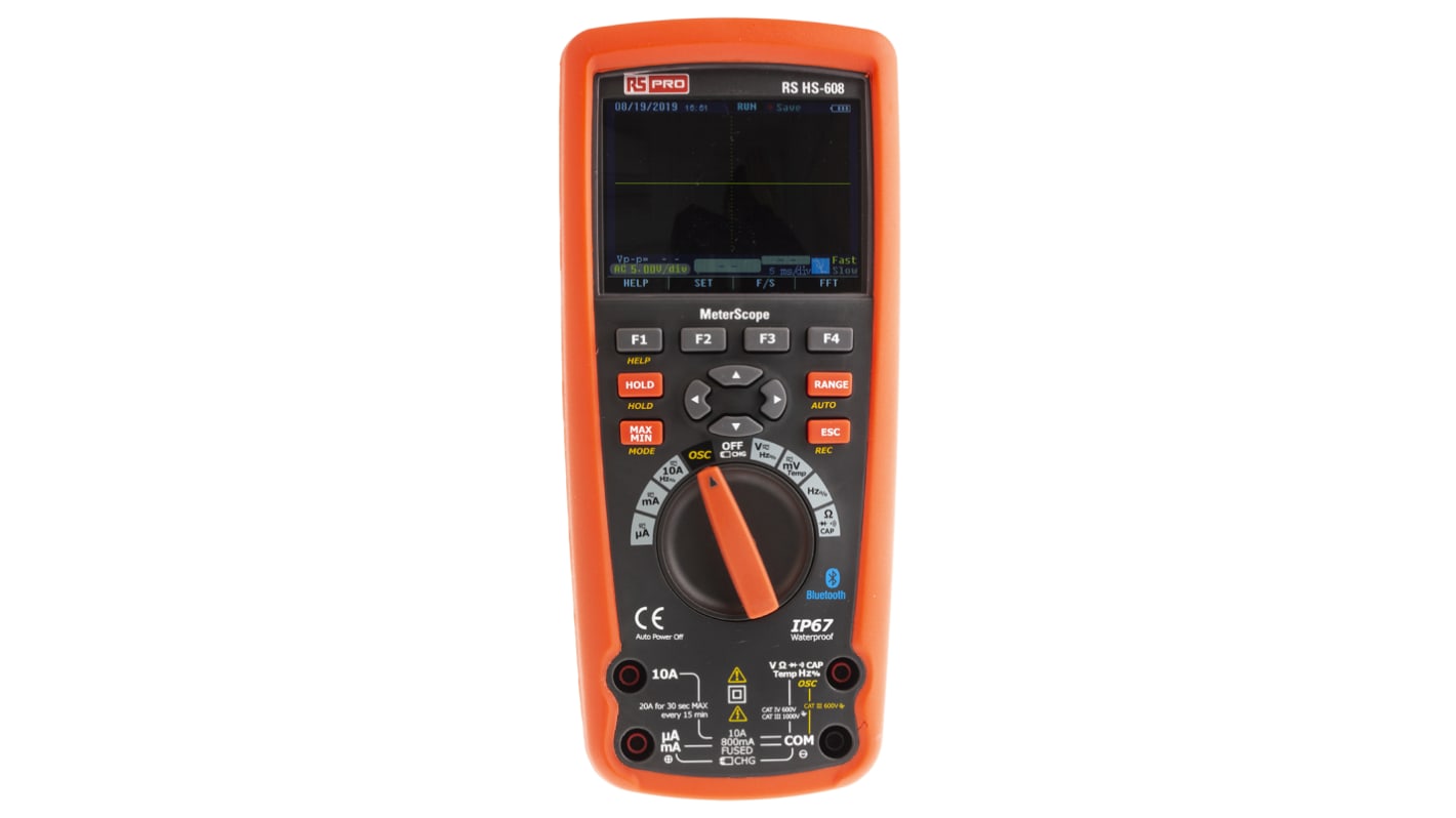 RS PRO HS608 MeterScope Handheld Digital Multimeter, True RMS, 10A ac Max, 10A dc Max, 1000V ac Max