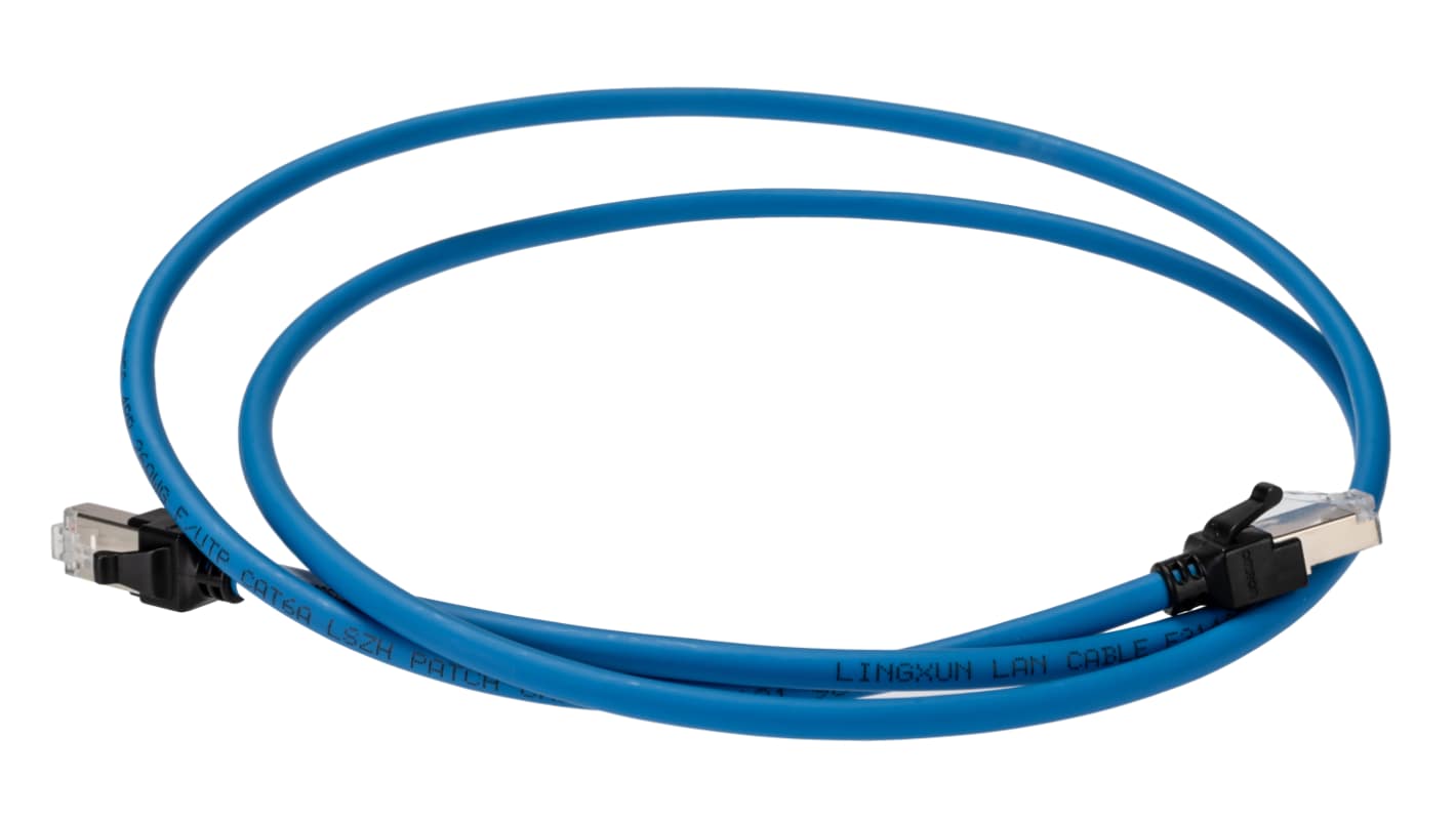 OmronXS6W, 1.5m Cat6a, Blue RJ45 to Male RJ45 Male, S/FTPShielded, Terminated LSZH Sheath