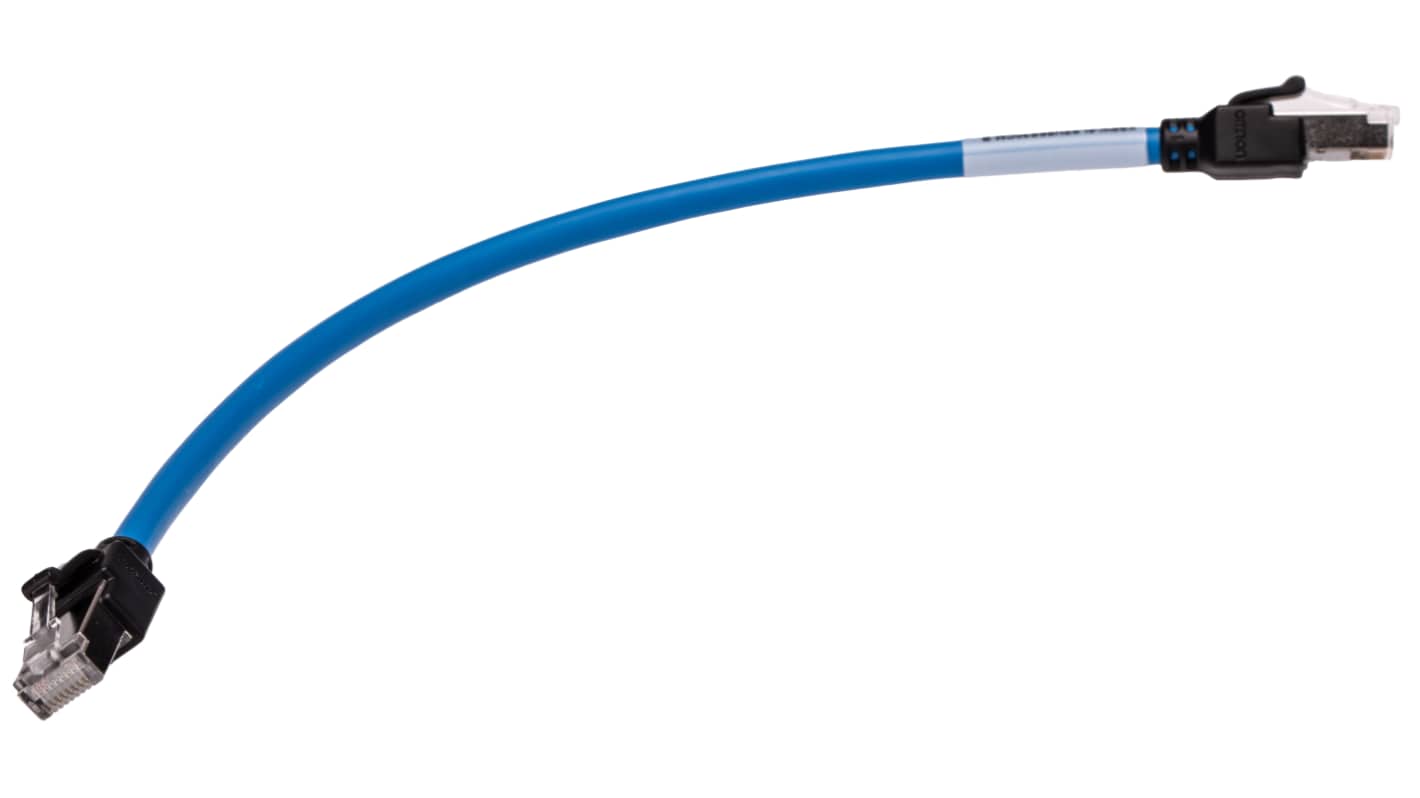 OmronXS6W, 300mm Cat6a, Blue RJ45 to Male RJ45 Male, S/FTPShielded, Terminated LSZH Sheath