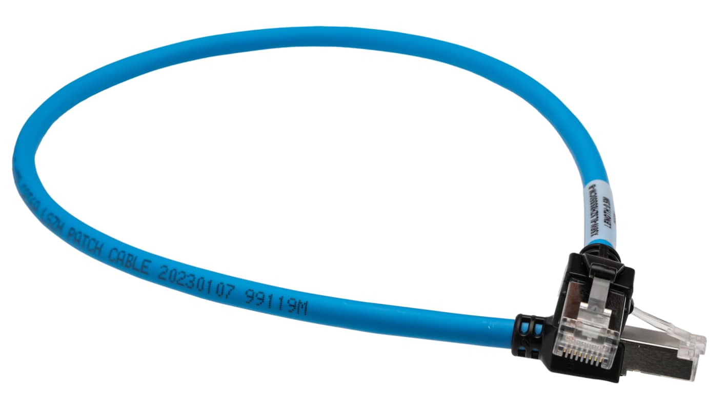OmronXS6W, 0.5m Cat6a, Blue RJ45 to Male RJ45 Male, S/FTP Shielded, Terminated LSZH Sheath