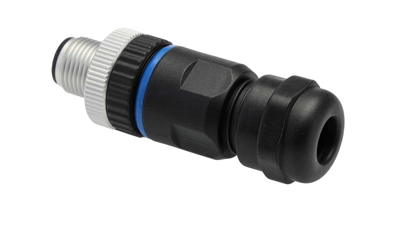 Bulgin Circular Connector, 8 Contacts, Panel Mount, M12 Connector, Plug, Male, IP67, Buccaneer M12 Series