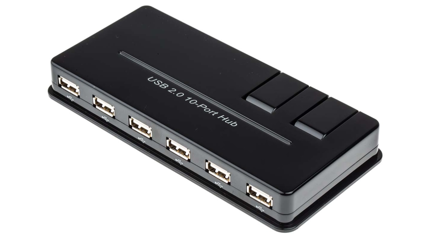 RS PRO 10 Port USB 2.0 USB A  Hub, USB Bus Powered