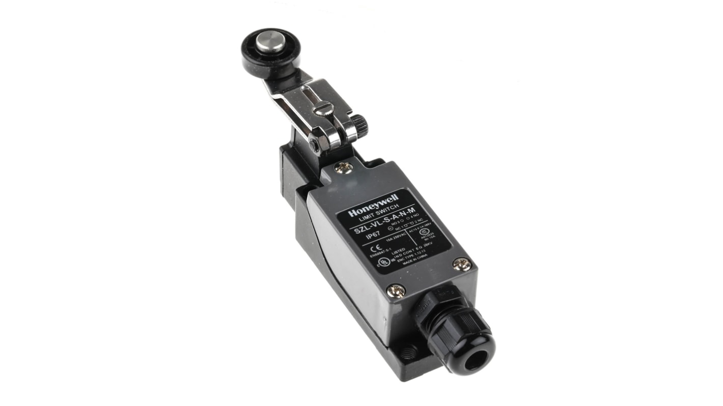 Honeywell SZL-VL Series Roller Lever Limit Switch, NO/NC, IP67, SPDT, Metal Housing, 380V ac Max, 380 V ac 0.5A Max