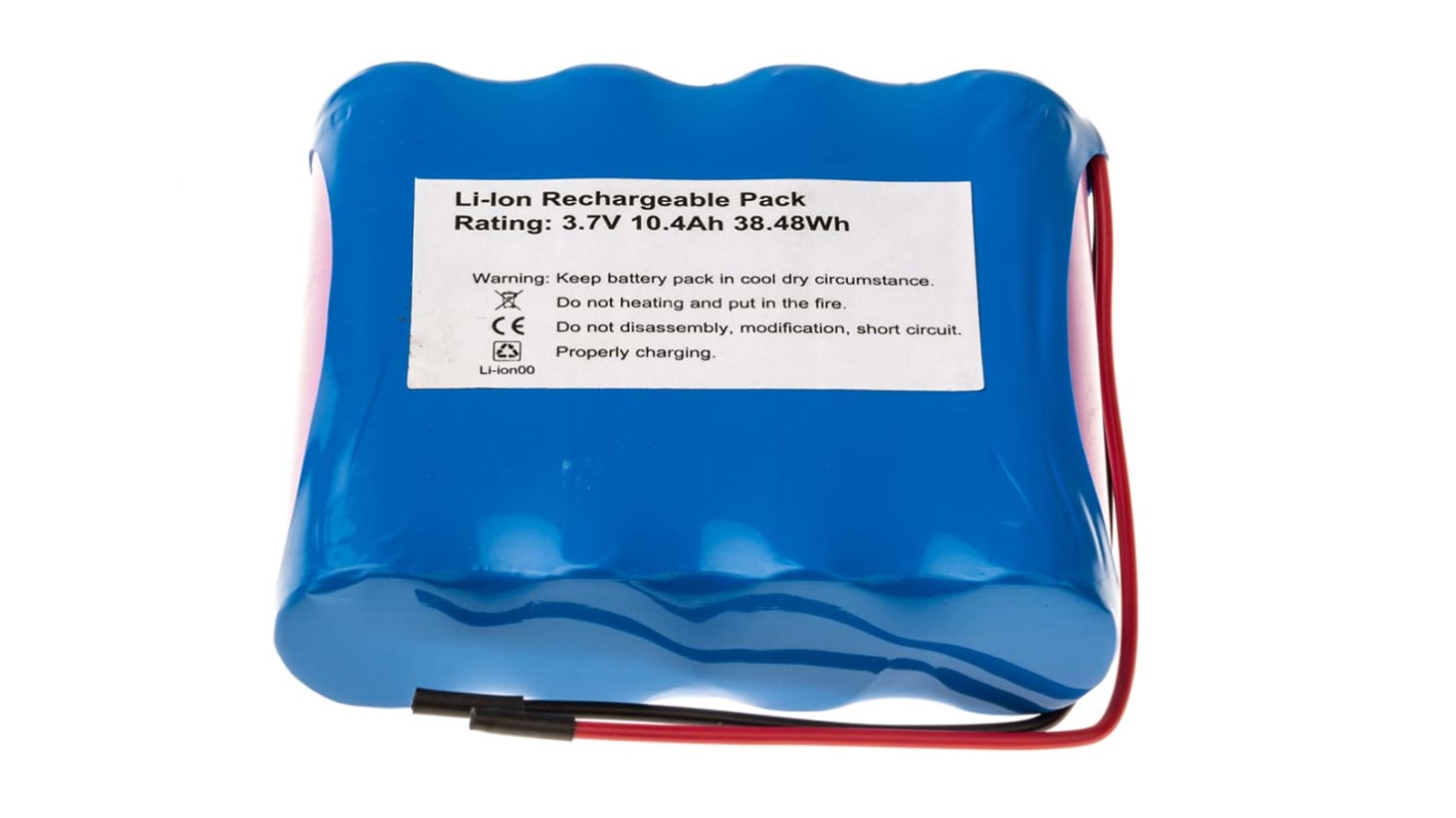Pacco batterie ricaricabile RS PRO, formato 18650, 4 celle, 3.7V, 10.4Ah, Ioni di litio