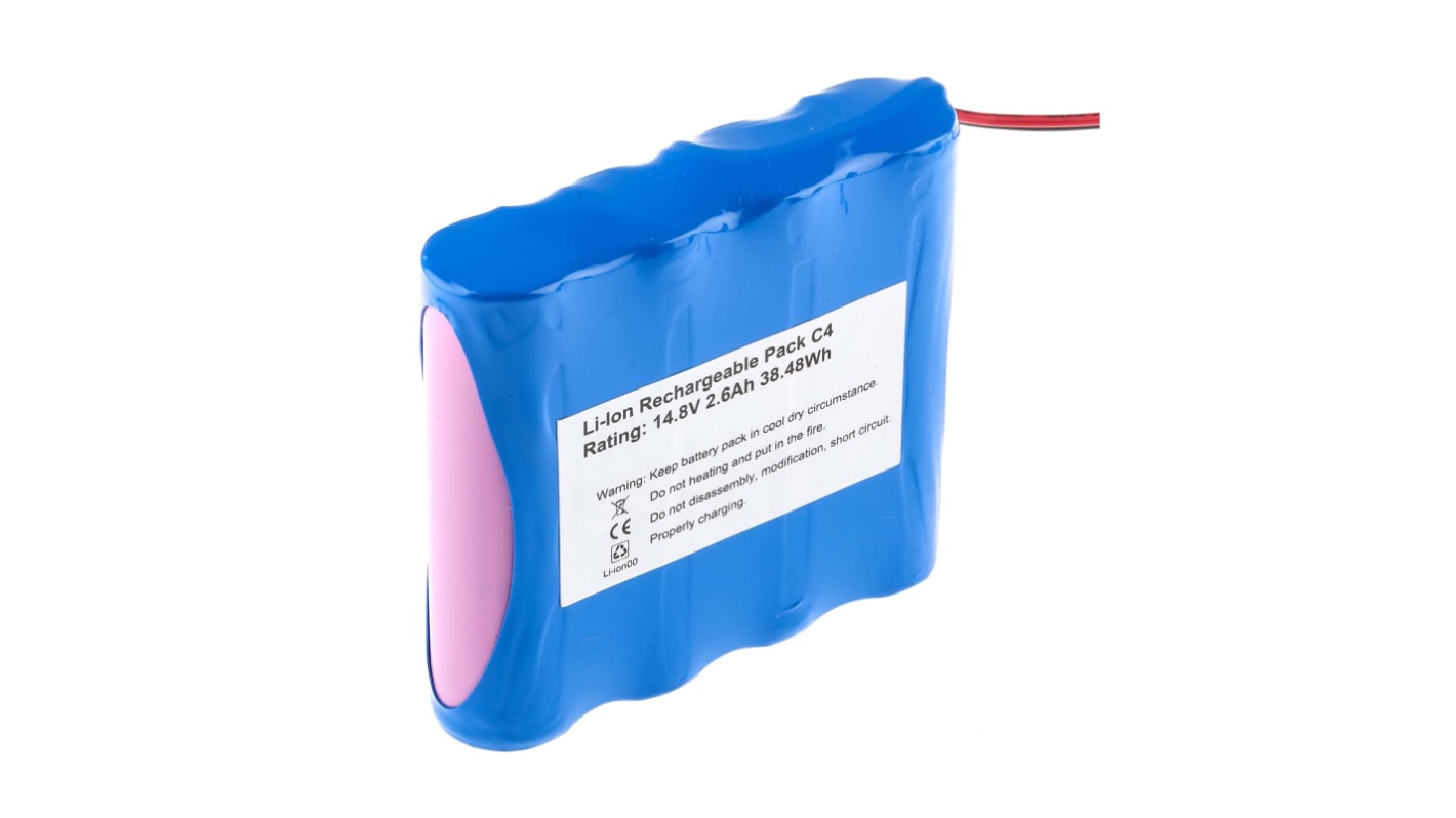 RS PRO 14.8V Lithium-Ion Rechargeable Battery Pack, 2.6Ah - Pack of 1