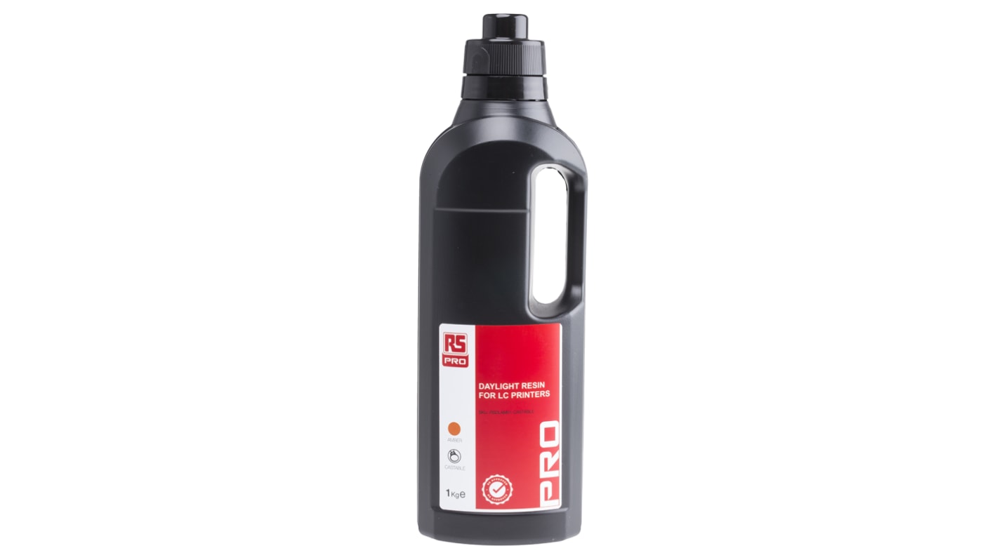 RS PRO Amber 3D Printer Resin, 1kg