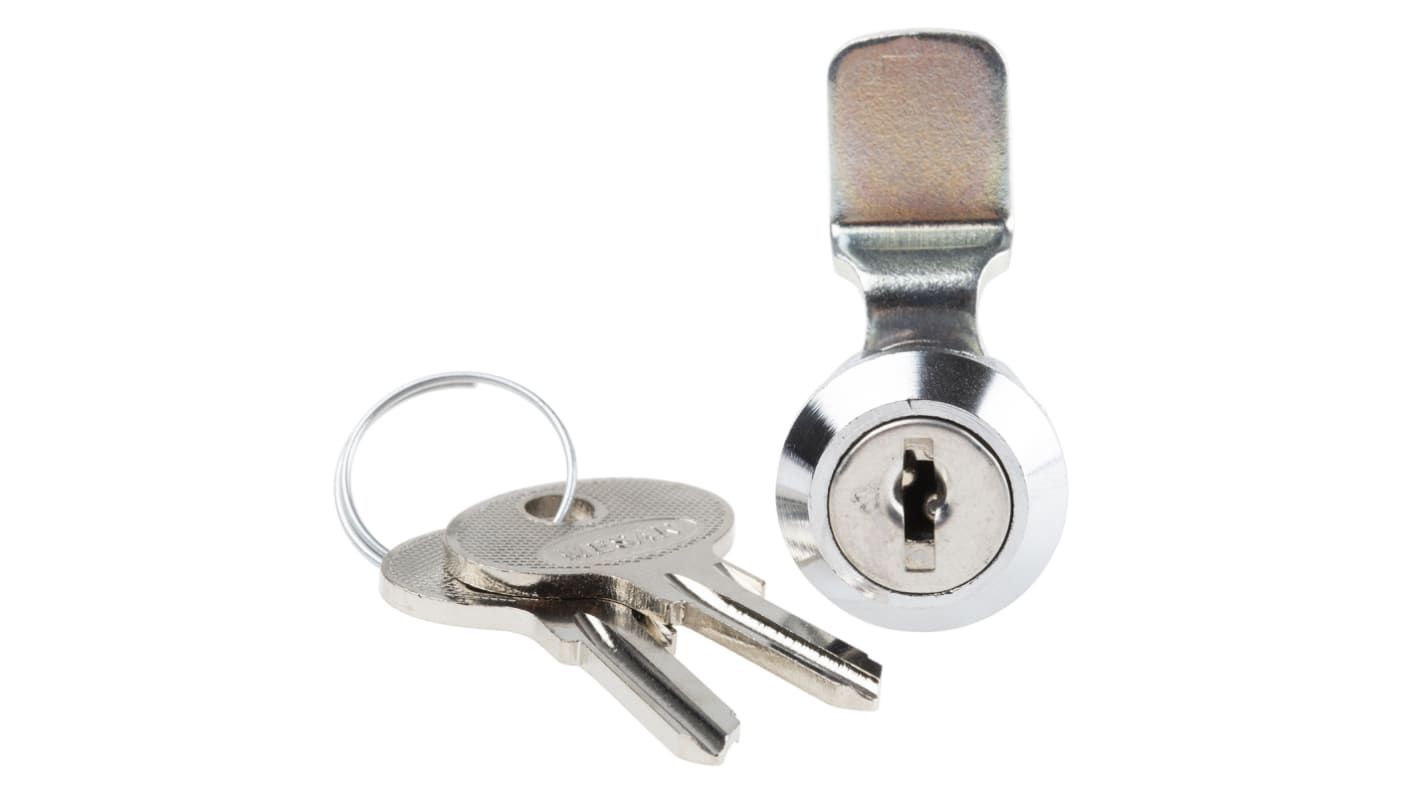 RS PRO Cabinet Lock, 20mm Panel-to-Tongue, 17.2 x 14.2mm Cutout, Key Unlock
