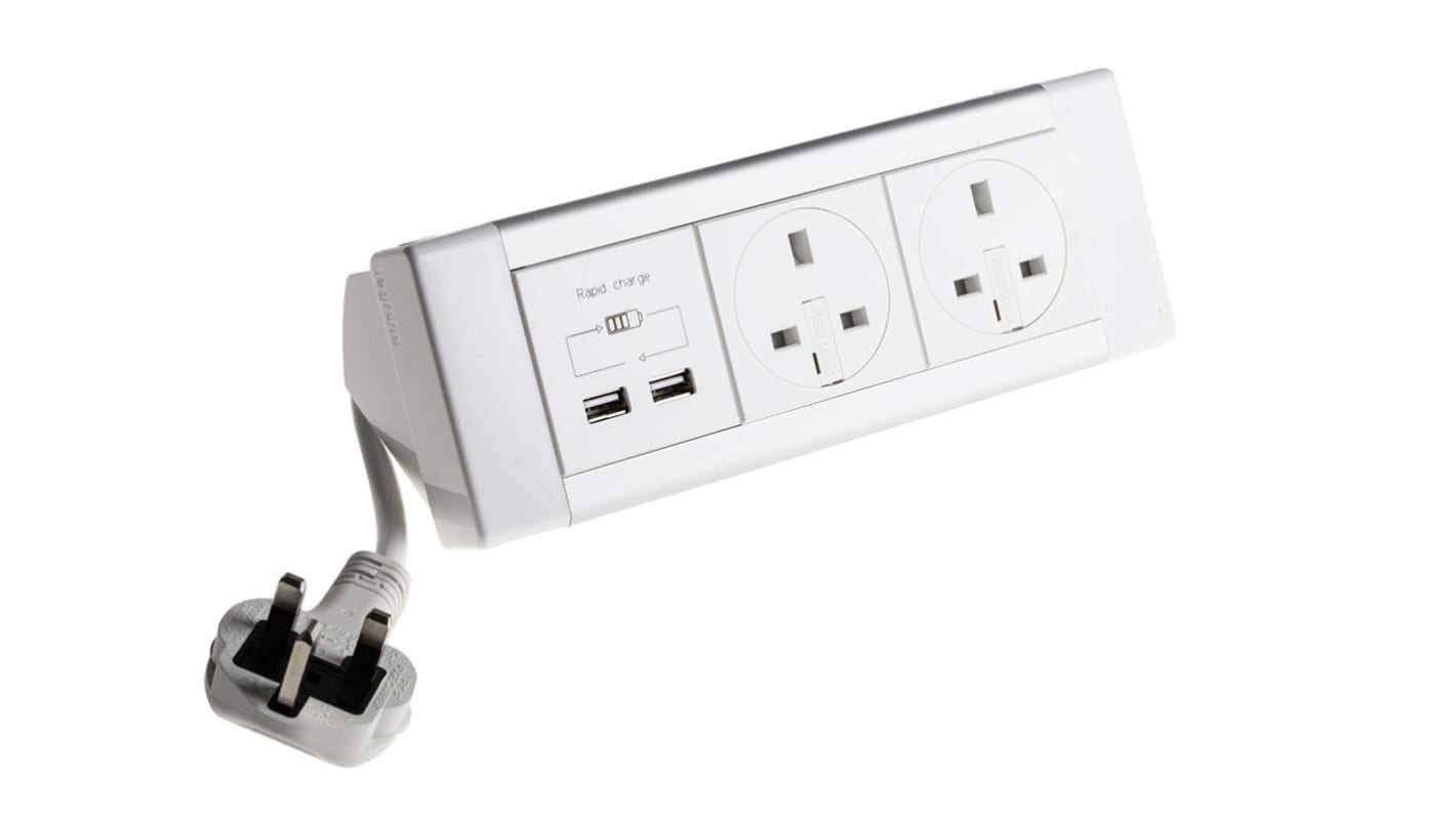 Electrak 3m 2 (BS 6396), 2 (USB) Socket BS 6396, USB Extension Lead, 230 V ac