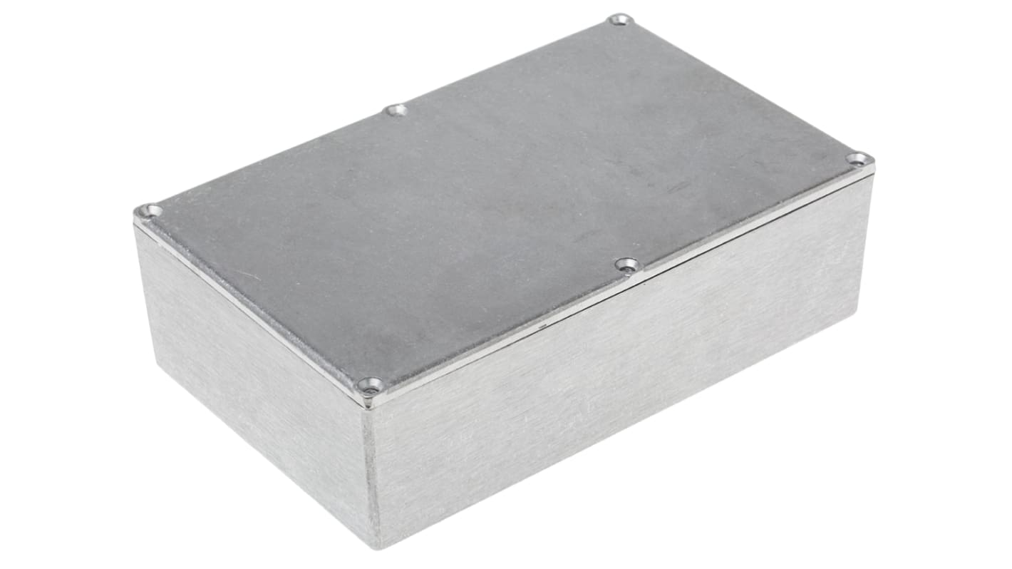 RS PRO Grey Die Cast Aluminium Enclosure, Grey Lid, 187 x 118 x 38mm
