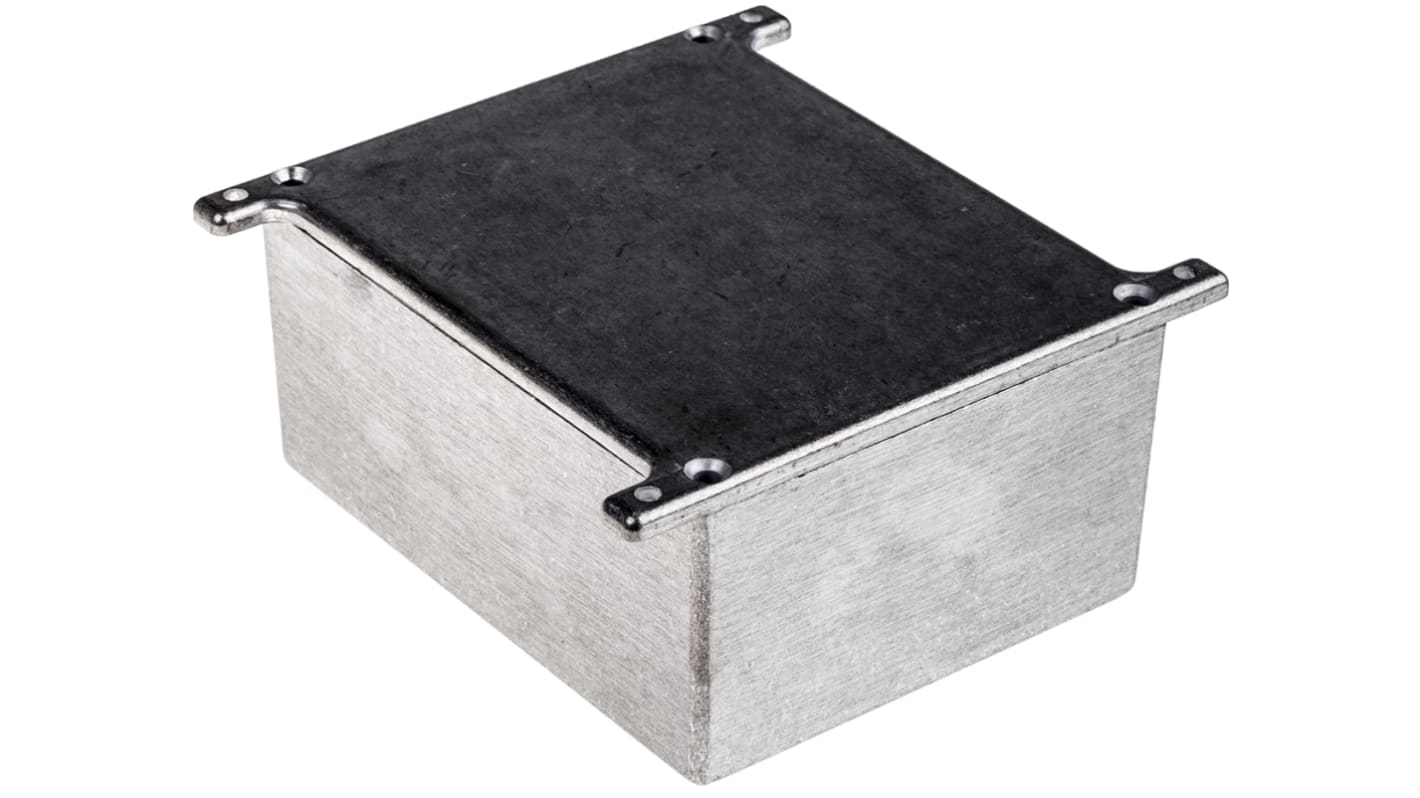 RS PRO Silver Die Cast Aluminium Enclosure, Flanged, Black Lid, 119 x 93.5 x 56.5mm