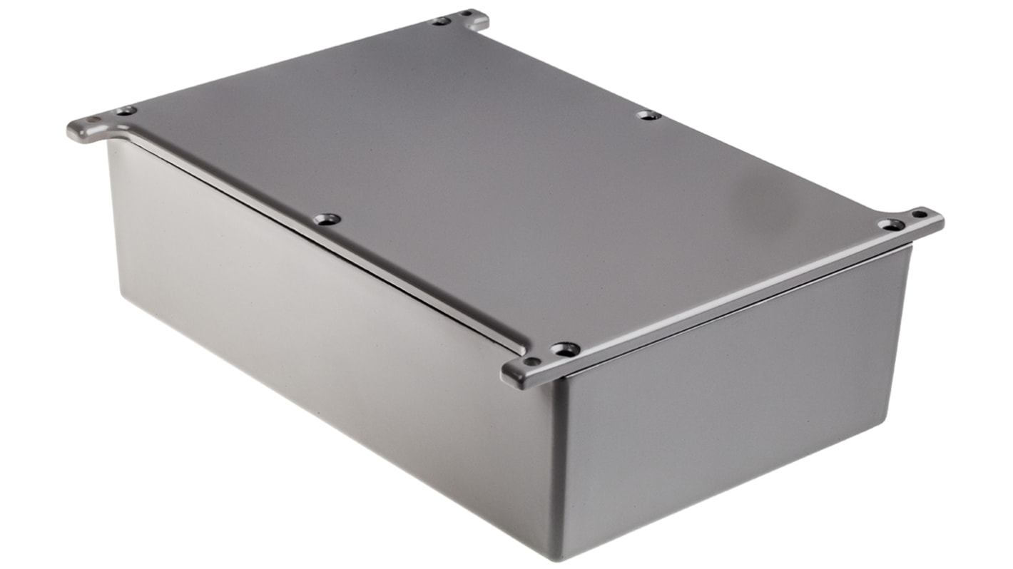 RS PRO Grey Die Cast Aluminium Enclosure, Flanged, Grey Lid, 187 x 118 x 56.5mm