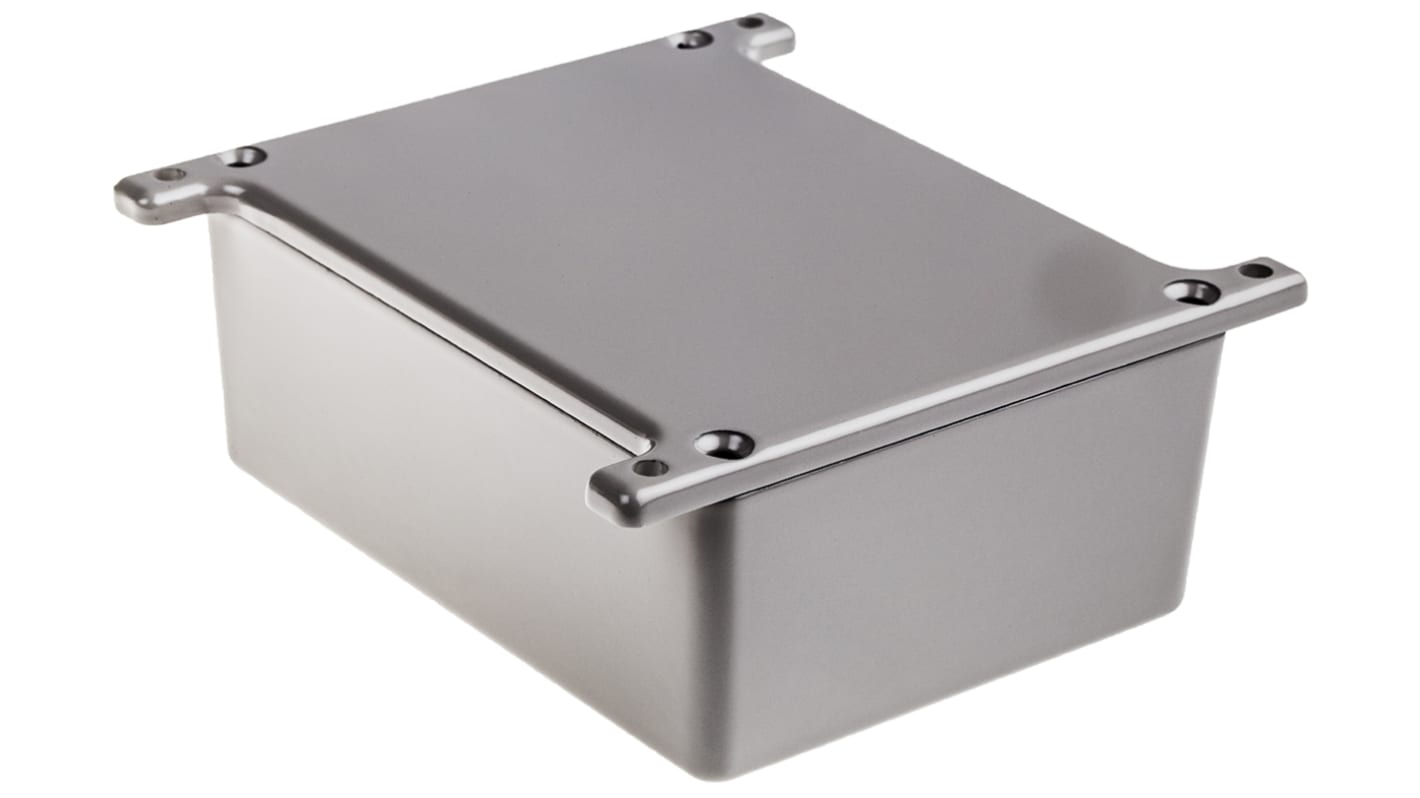 RS PRO Grey Die Cast Aluminium Enclosure, Flanged, Grey Lid, 110 x 82.5 x 44.5mm