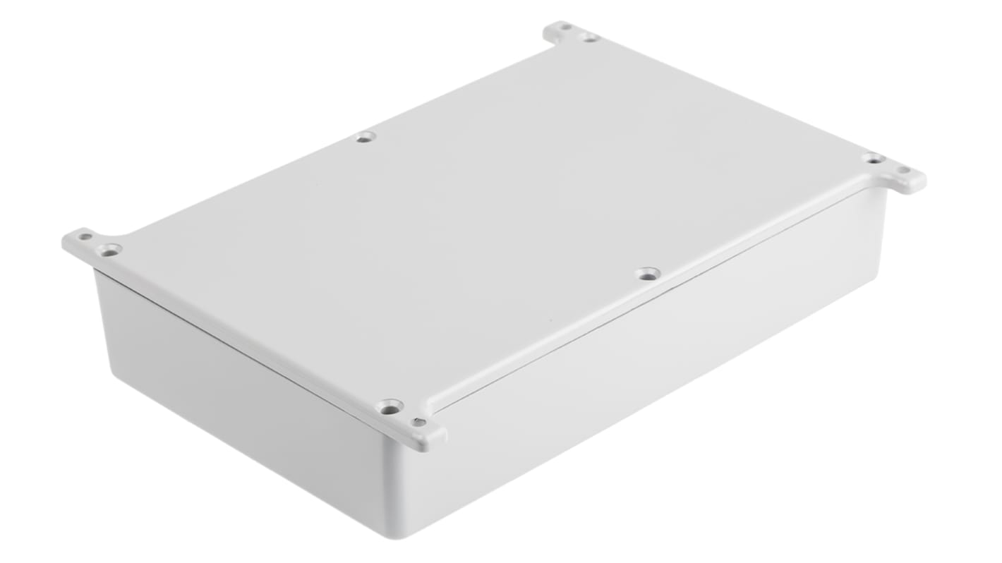 RS PRO Grey Die Cast Aluminium Enclosure, Flanged, Grey Lid, 187 x 118 x 38mm