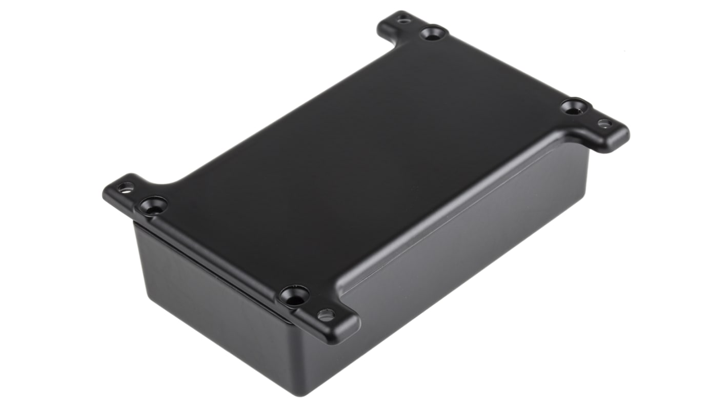 RS PRO Black Die Cast Aluminium Enclosure, Flanged, Black Lid, 111 x 60 x 30mm