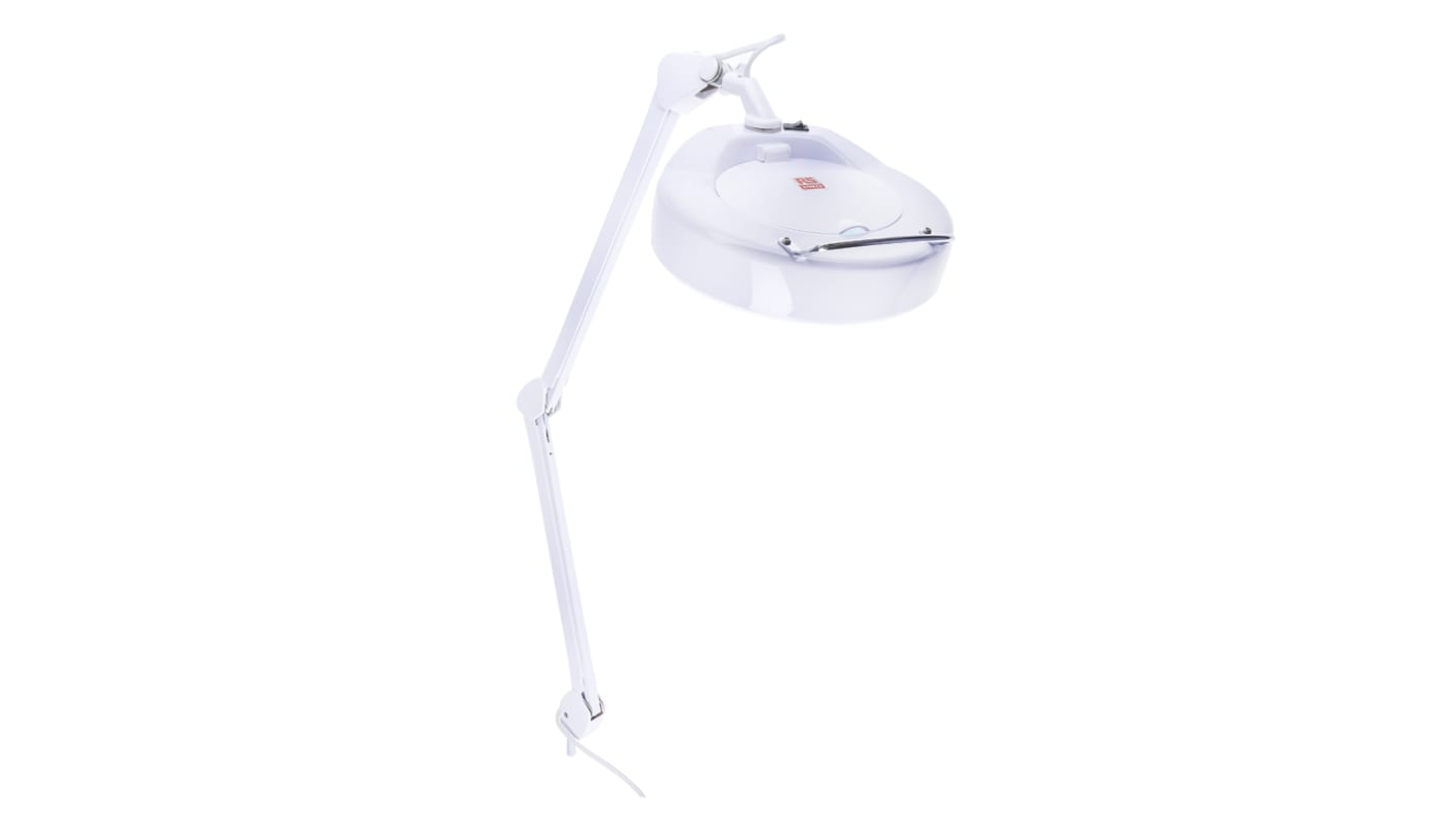 RS PRO LED Magnifying Lamp with Table Clamp Mount, 3dioptre, 125mm Lens Dia., 125mm Lens