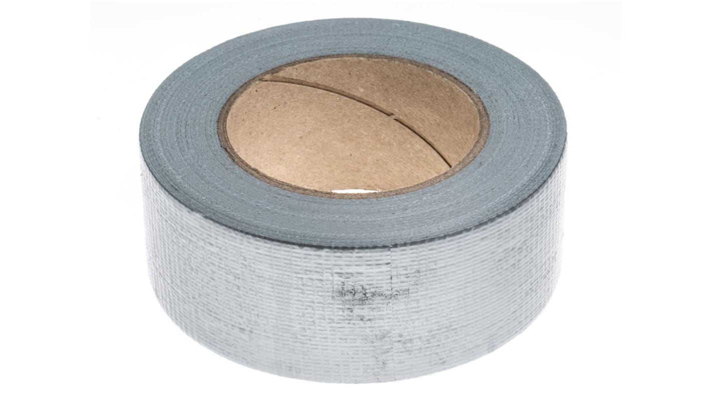 RS PRO Duct Tape, 50m x 50mm, Silver, Gloss Finish