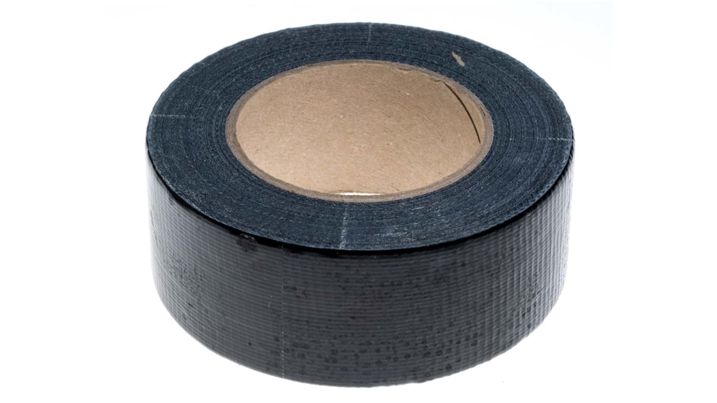 RS PRO Duct Tape, 50m x 50mm, Black, Gloss Finish