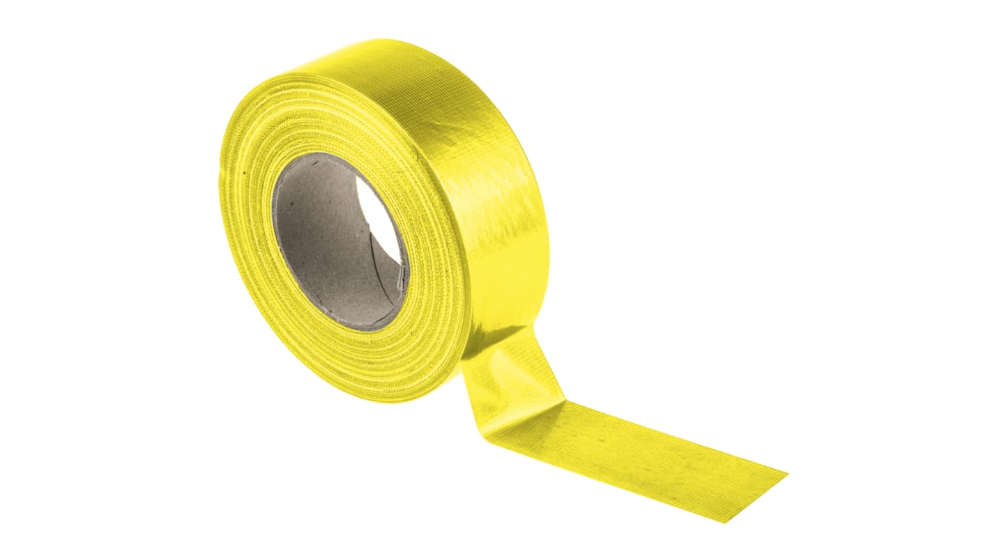 RS PRO Duct Tape, 50m x 50mm, Yellow, Gloss Finish