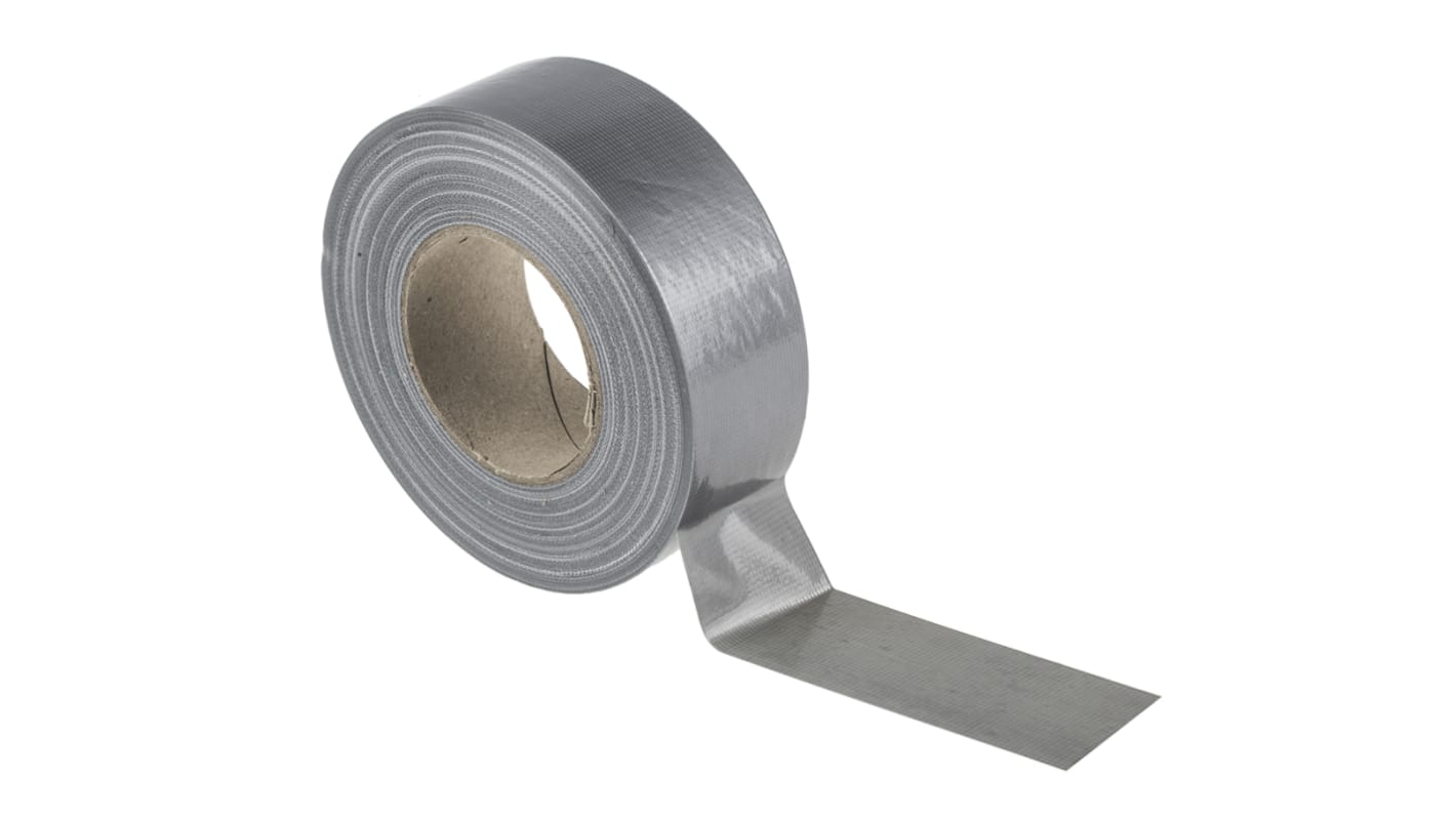 RS PRO Duct Tape, 50m x 50mm, Silver, Gloss Finish