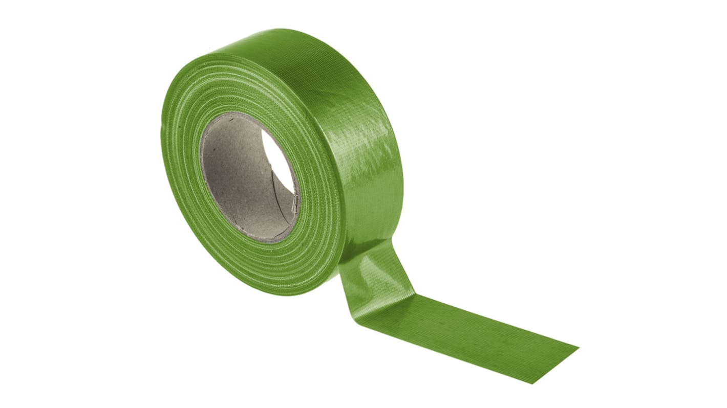 RS PRO Cloth Tape, 50m x 50mm, Green, Gloss Finish