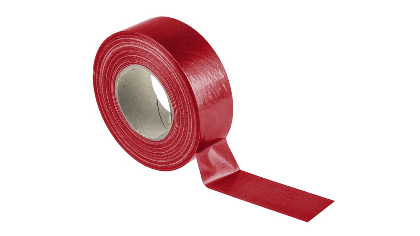 RS PRO Duct Tape, 50m x 50mm, Red, Gloss Finish