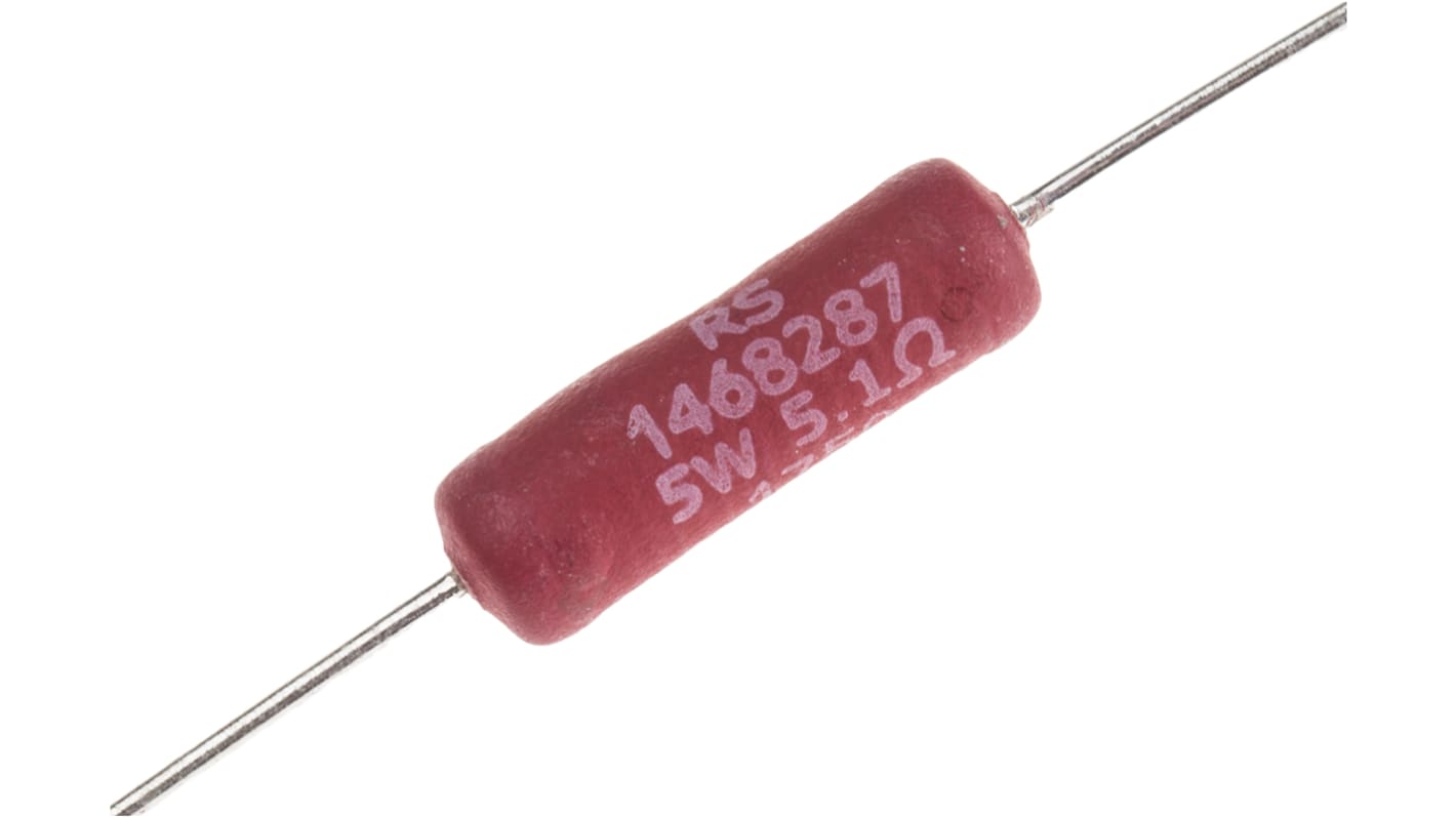 RS PRO 绕线电阻, 轴向, 5.1Ω, 5W, ±5%容差, ±50ppm/°C