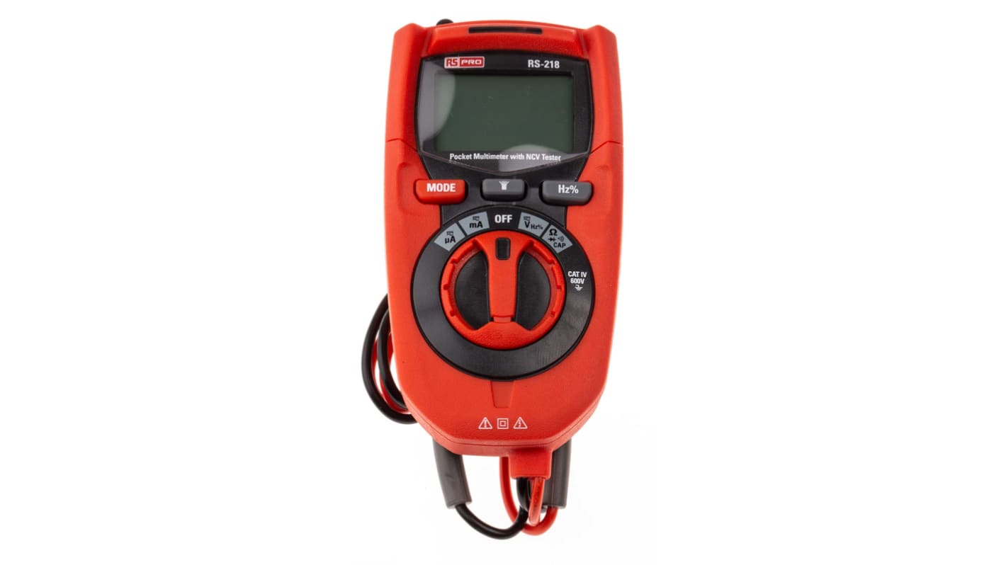 RS PRO RS-218 Handheld Digital Multimeter, True RMS, 200mA ac Max, 200mA dc Max, 600V ac Max