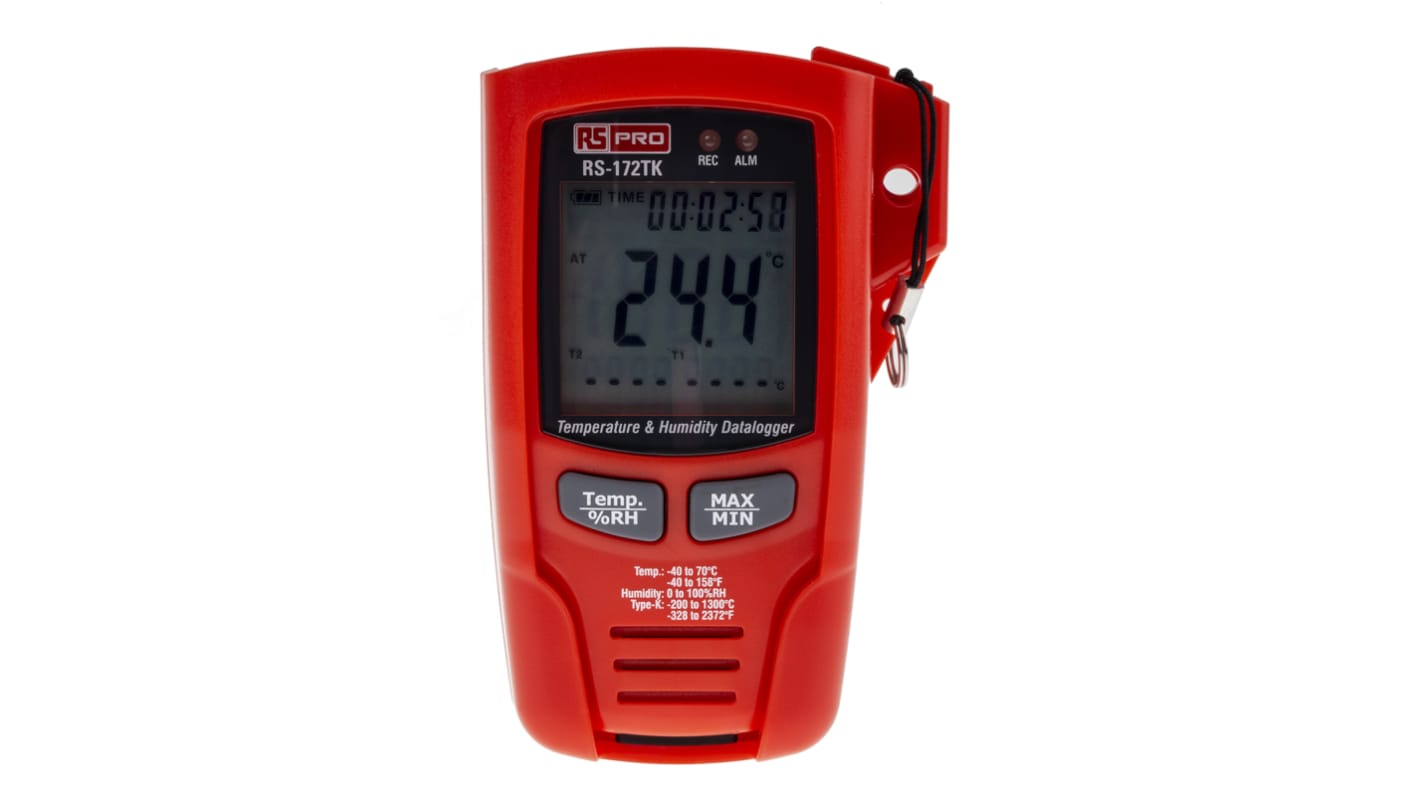 RS PRO RS-172TK Temperature & Humidity Data Logger, USB, 1 Input Channel(s)