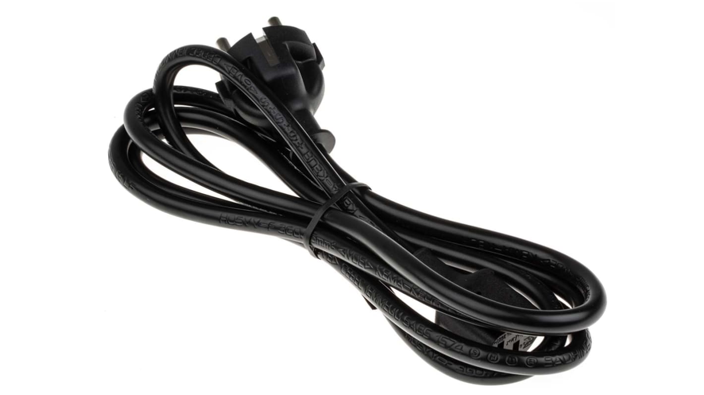 RS PRO IEC C13 Socket to CEE 7/7 Plug Power Cord, 1.8m