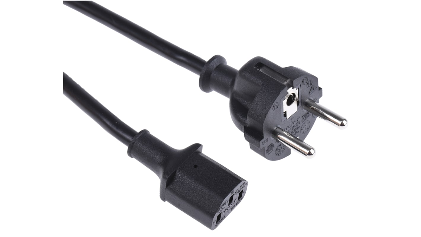 RS PRO Konfektioniertes Stromkabel, A IEC C13 / Buchse, B CEE 7/7 / Stecker, 10 A, 16 A, 5m Schwarz,  250 V