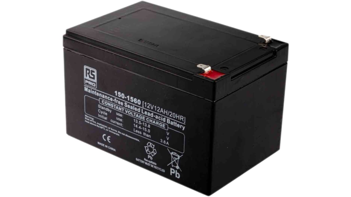 RS PRO 12V T1 Sealed Lead Acid Battery, 12Ah