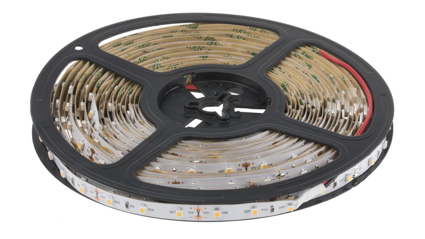 RS PRO 12V Warm White LED Strip Light, 2700 → 3200K Colour Temp, 10m Length