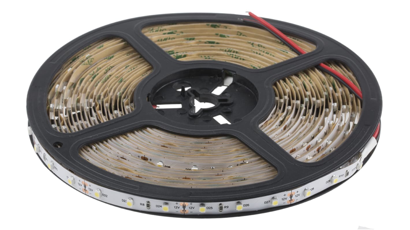 RS PRO LED-Streifen 5500 → 7000K, Weiß, 10m x 8mm 12V 60LEDs/M IP20