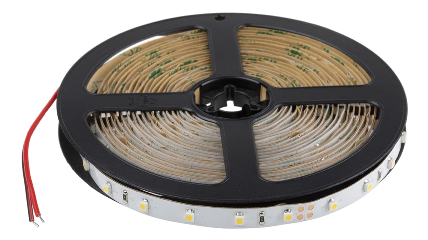 RS PRO 24V Neutral White LED Strip Light, 4000 → 4500K Colour Temp, 5m Length