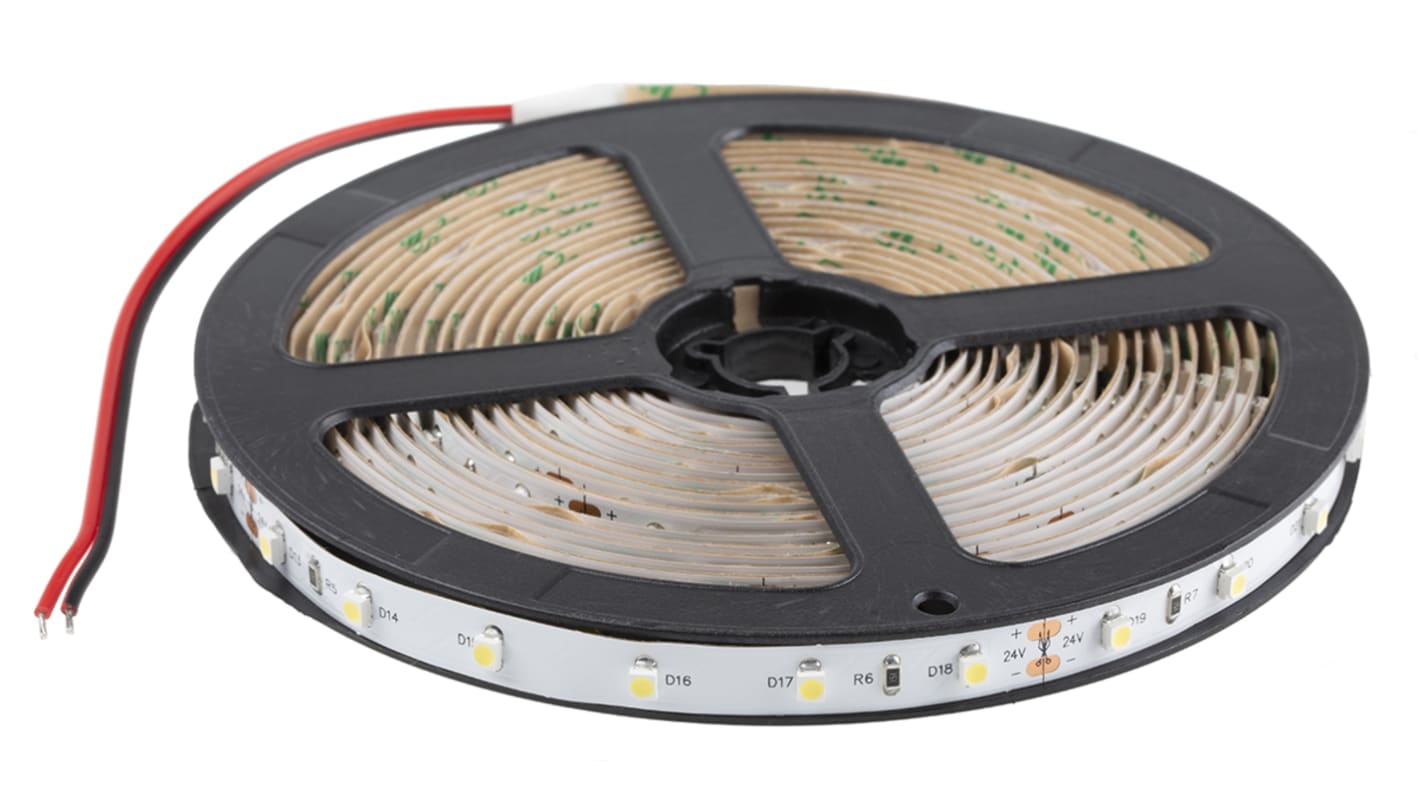 RS PRO 24V White LED Strip Light, 5500 → 7000K Colour Temp, 5m Length
