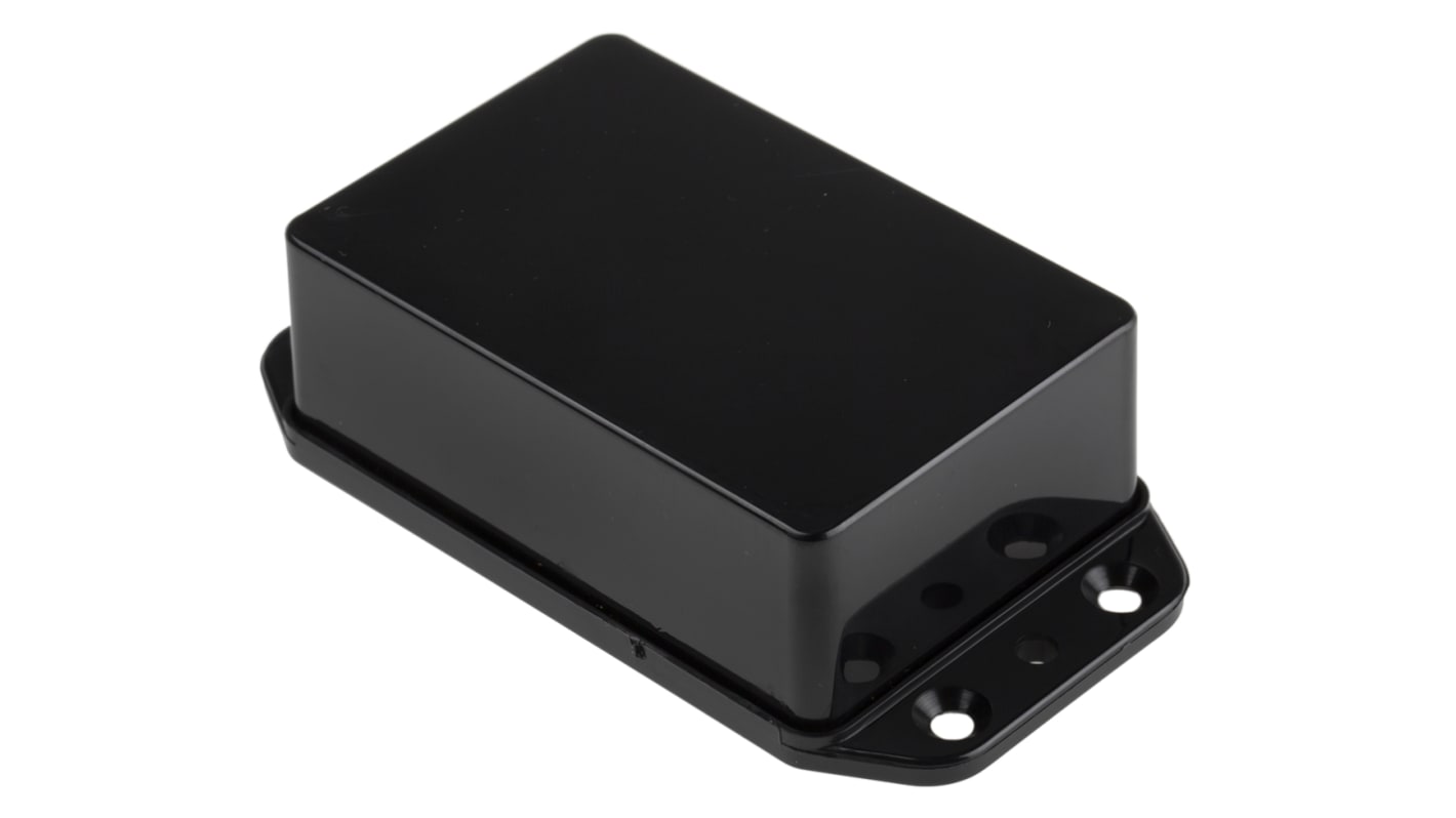 RS PRO Black ABS Enclosure, IP54, Flanged, Black Lid, 99.05 x 52.3 x 28mm
