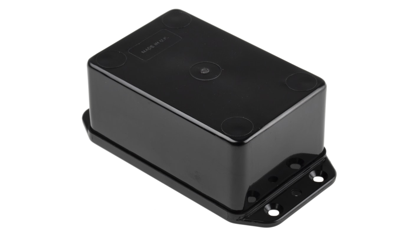 RS PRO Black ABS Enclosure, IP54, Flanged, Black Lid, 108.2 x 58.2 x 39.5mm