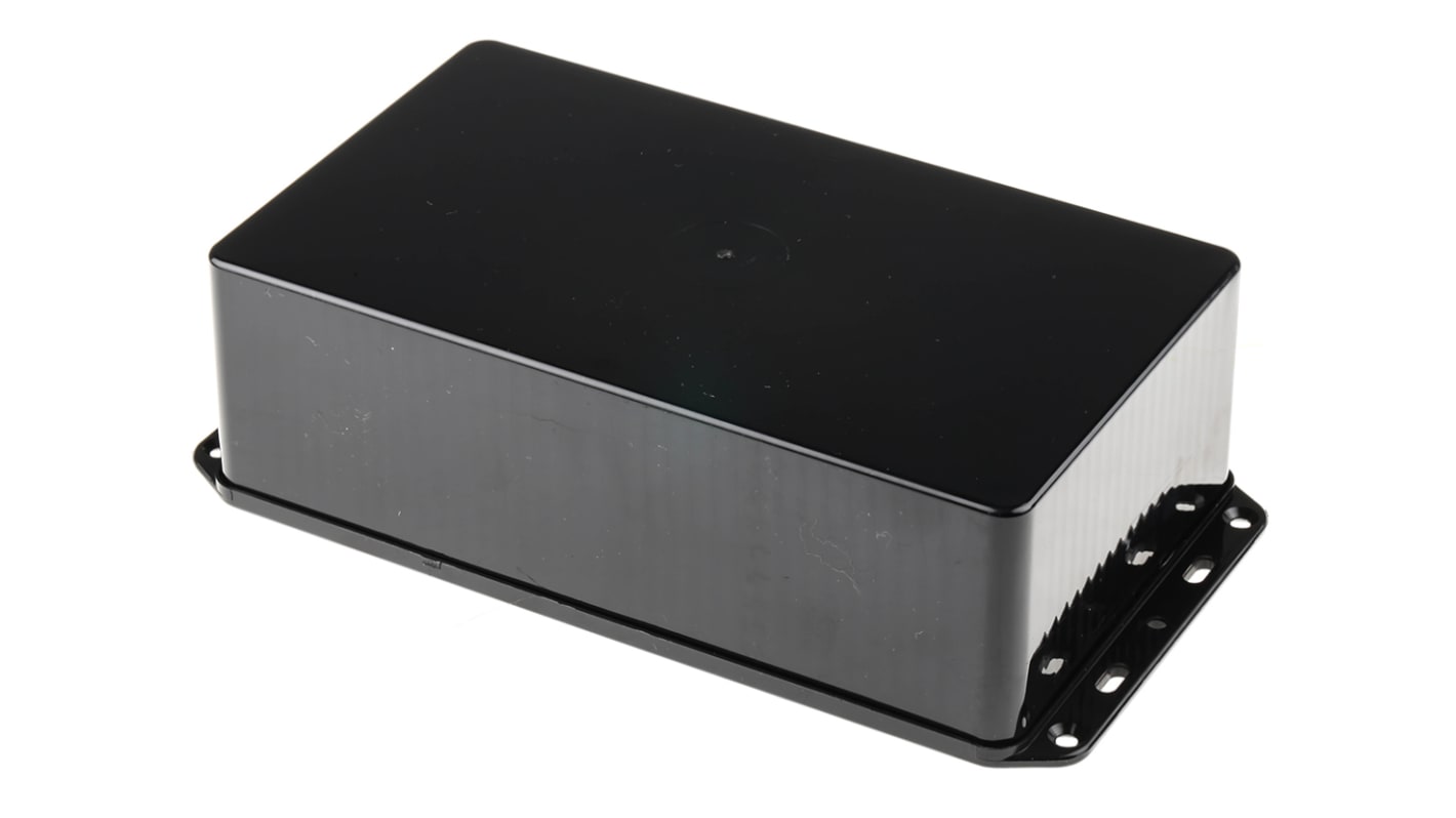 RS PRO Black ABS Enclosure, IP54, Flanged, Black Lid, 210 x 112 x 61mm