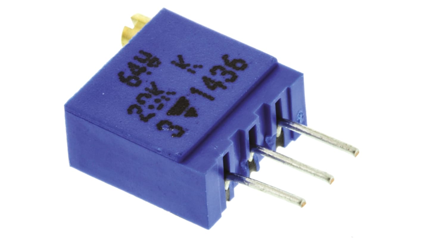 Vishay 64W Series 19 (Electrical), 22 (Mechanical)-Turn Through Hole Trimmer Resistor with Pin Terminations, 20kΩ ±10%